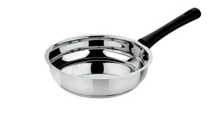 Prabha Heavy Gauge Bottom Encapsulated Base Induction Base Stainless Steel Fry Pan, Fry Pan, Cookware Pan, Frying Pan Without Lid
