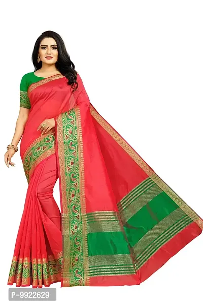 Hiru Fashion Women's Banarasi Silk Saree With Blouse Piece (HR-MH-55-Red_Red)-thumb2