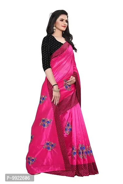 HIRU FASHION Women's Banarasi Silk Saree With Unstitched Blouse Piece (Hr-Am-015-Pink_Pink)-thumb4