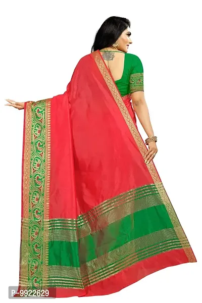 Hiru Fashion Women's Banarasi Silk Saree With Blouse Piece (HR-MH-55-Red_Red)