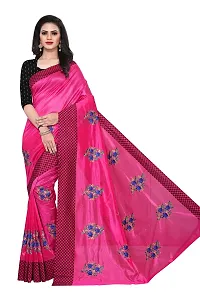 HIRU FASHION Women's Thread and Diamond stone Work Saree with Blouse Piece - Pink-thumb2