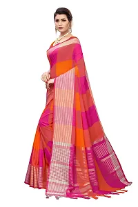 HIRU FASHION Women's Plain Weave Cotton Silk Style Saree with Blouse Piece (Magenta)-thumb1