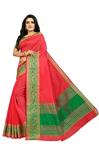 HIRU FASHION Women's Jacquard Banarasi Silk Saree With Blouse (Dt-Ctl-6-Red_Red)-thumb2