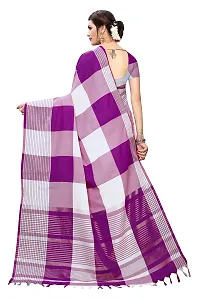 HIRU FASHION Women's Plain Weave Cotton Silk Style Saree with Blouse Piece (Wine)-thumb3