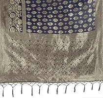 HIRU FASHION Women's Banarasi Art Silk Saree with Blouse (Grey)-thumb4