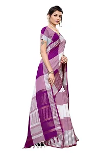 HIRU FASHION Women's Plain Weave Cotton Silk Style Saree with Blouse Piece (Wine)-thumb2