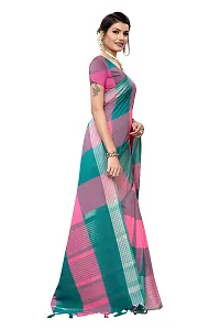 HIRU FASHION Women's Plain Weave Cotton Silk Style Saree with Blouse Piece (Multicolor)-thumb2