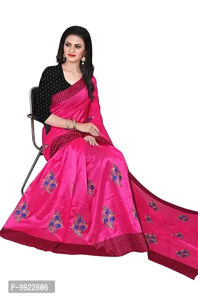 HIRU FASHION Women's Banarasi Silk Saree With Unstitched Blouse Piece (Hr-Am-015-Pink_Pink)-thumb3