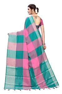 HIRU FASHION Women's Plain Weave Cotton Silk Style Saree with Blouse Piece (Multicolor)-thumb3