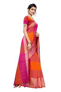 HIRU FASHION Women's Plain Weave Cotton Silk Style Saree with Blouse Piece (Magenta)-thumb2