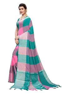 HIRU FASHION Women's Plain Weave Cotton Silk Style Saree with Blouse Piece (Multicolor)-thumb1