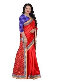 HIRU FASHION Women's Gota Patti Work Organza Saree with Blouse (Navy Blue)-thumb1