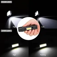 Aluminum-Alloy Mini High Power Chip on Board Q5 LED Rechargeable Zoomable Flashlight Torch (Black)-thumb2