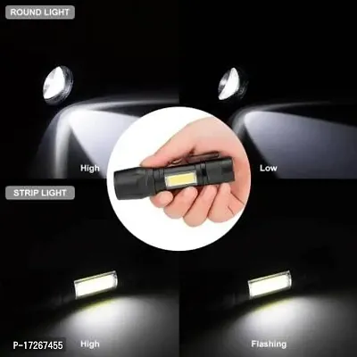 Aluminum-Alloy Mini High Power Chip on Board Q5 LED Rechargeable Zoomable Flashlight Torch (Black)-thumb3