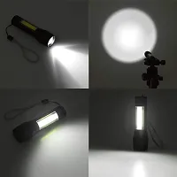 Aluminum-Alloy Mini High Power Chip on Board Q5 LED Rechargeable Zoomable Flashlight Torch (Black)-thumb1