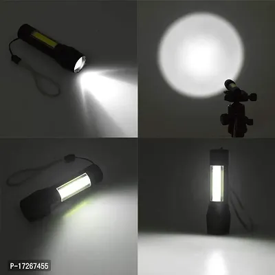 Aluminum-Alloy Mini High Power Chip on Board Q5 LED Rechargeable Zoomable Flashlight Torch (Black)-thumb2