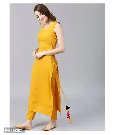 Women's Bright Yellow Solid Straight Kurta