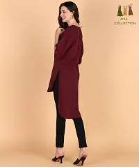 Women's Red Solid Front Slit Kurta-thumb1