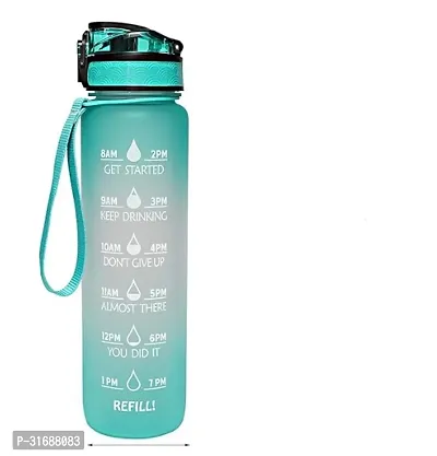 Water Bottle 1 Litre with Motivational Time Marker Leakproof Durable BPA Free-thumb0