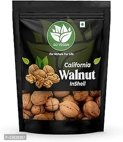 Go Vegan Natural Raw Walnut Inshells Sabut Akrot High in Protein   Iron Walnuts with shell  500 Grams