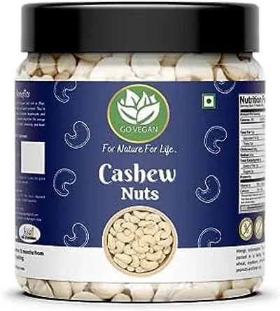 Go Vegan Raw Cashew W320 Grade   500g   kaju   Premium Whole Cashews   Whole Crunchy Cashews Jar Pack
