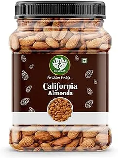 Go Vegan Natural and Premium California Almond 250GM   Quality Badam Giri     Almonds   Rich in Protein and Increase Stamina   Real Nuts   Whole Natural Badam Dry Fruits  250 gm