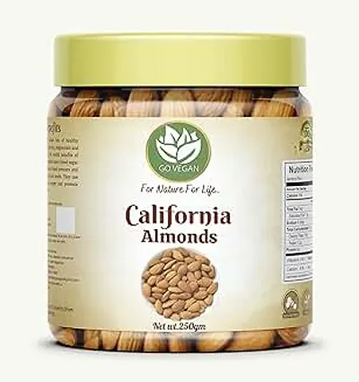 Go Vegan Natural Premium Californian Almonds   250gm Jar Pack