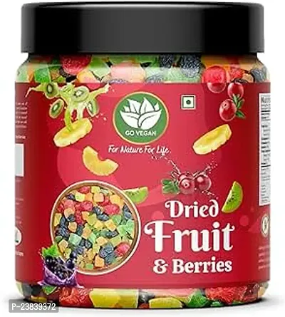 Go Vegan Fresh Dried Mix Fruits and Berries   Ready to Eat Delight   Cranberry  Strawberry   Black Raisin   Kiwi  Pineapple Gluten free  Berries   Kids Snacks  Gift Box for All Occasions  200 Grams