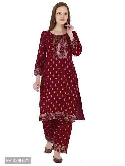 Fayka Straight Kurti with Palazzo Set for Women and Girls Printed Rayon