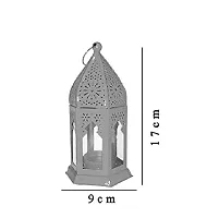 Good Will Crafts? Moroccan Color White Iron Hanging/Table Lantern/Lamp (Size 17 cm X 10 cm, Pack of 2)-thumb2