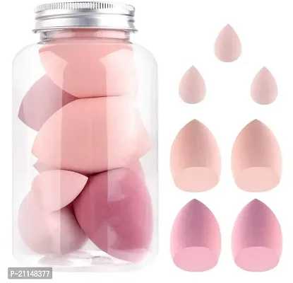 Stylish 7Pcs In A Jar Storage Makeup Powder,Concealer,Eyeshadow,Blusher Puff Sponges