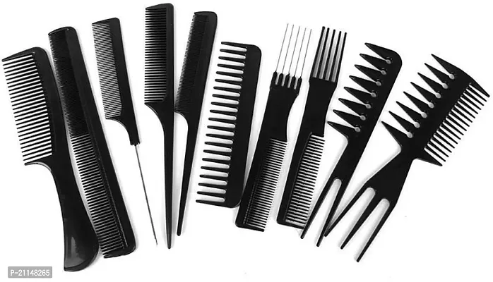 Stylish Set Of 10 Pcs Multipurpose Salon Hair Styling Professional Comb Kit