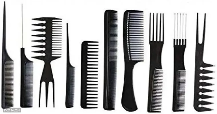 Stylish Styling Hairdressing Barbers Combs Brush Comb Set, Black (Set Of 10)-thumb0