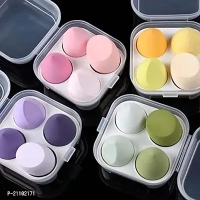 Makeup Sponge Puff 4 Pcs with Storage Box Foundation Powder Sponge Beauty Tools Women Makeup Accessories (Multicolor)
