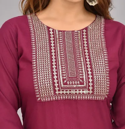 Womens Rayon Embroidery Straights Kurti