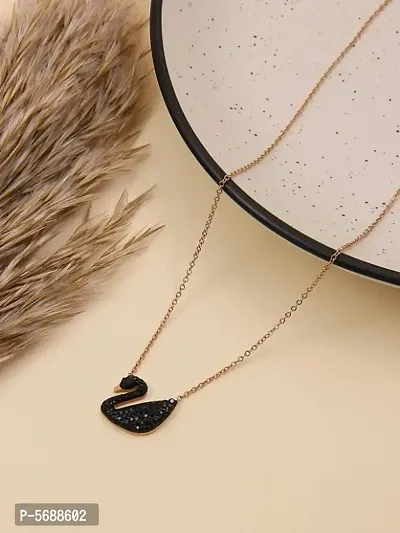 Crystal black duck pendant with rose gold chain for beautiful girls