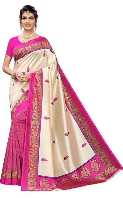 ATTIRIS Womens Art Silk Digital Print Saree with Blouse Piece