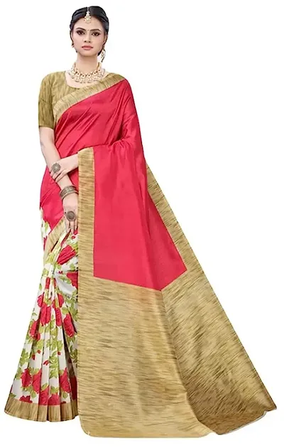 ATTIRIS Womens Art Silk Saree with Blouse Piece