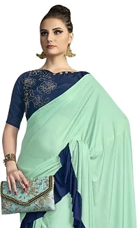 ATTIRIS Womens Lycra Blend Ruffle Solid Ready to Wear Saree with Blouse Piece-thumb2