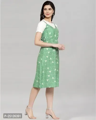 Classic Printed A-Line Knee Length Dress-thumb4