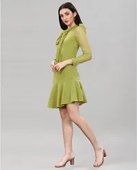 Classic Solid A-Line Knee Length Dress-thumb4