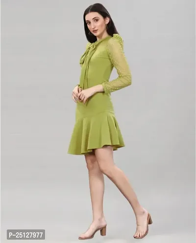 Classic Solid A-Line Knee Length Dress-thumb5