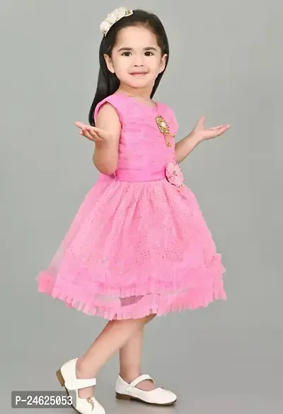 Stylish Net Pink Frocks For Girls-thumb3