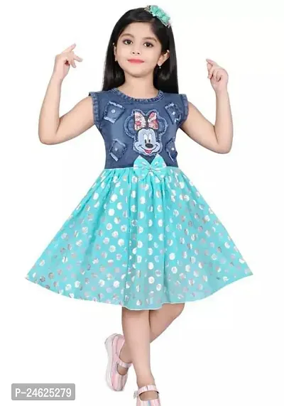 Stylish Denim Blue Frocks For Girls-thumb0