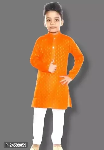 Stylish Cotton Blend Kurta Set For Boys-thumb0