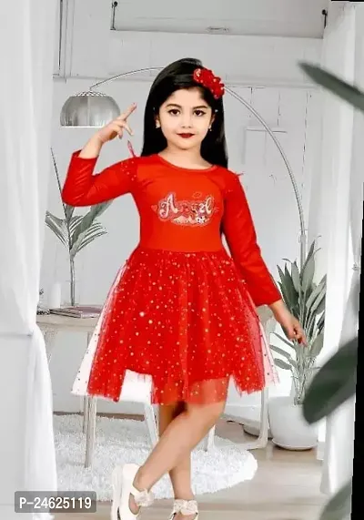 Stylish Cotton Blend Red Frocks For Girls-thumb2