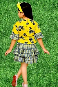 Stylish Cotton Blend Yellow Frocks For Girls-thumb1