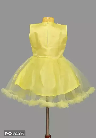 Stylish Cotton Blend Yellow Frocks For Girls-thumb2