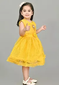 Stylish Net Yellow Frocks For Girls-thumb2