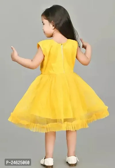 Stylish Net Yellow Frocks For Girls-thumb2